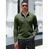 Runcati Mens Quarter Zip Sweater Mock Neck Pullover Casual Polo Sweaters(Army Green)