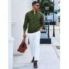 Runcati Mens Quarter Zip Sweater Mock Neck Pullover Casual Polo Sweaters(Army Green)