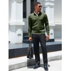 Runcati Mens Quarter Zip Sweater Mock Neck Pullover Casual Polo Sweaters(Army Green)
