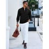 Runcati Mens Quarter Zip Sweater Mock Neck Pullover Casual Polo Sweaters(Black)