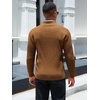 Runcati Mens Quarter Zip Sweater Mock Neck Pullover Casual Polo Sweaters(Brown)