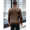 Runcati Mens Quarter Zip Sweater Mock Neck Pullover Casual Polo Sweaters(Coffee)