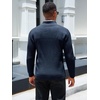 Runcati Mens Quarter Zip Sweater Mock Neck Pullover Casual Polo Sweaters(Navy)