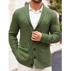 Runcati Mens Shawl Collar Cardigan Sweaters Cable Knit Button Down Sweater(Army Green)