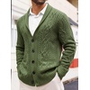 Runcati Mens Shawl Collar Cardigan Sweaters Cable Knit Button Down Sweater(Army Green)