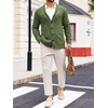Runcati Mens Shawl Collar Cardigan Sweaters Cable Knit Button Down Sweater(Army Green)