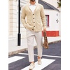 Runcati Mens Shawl Collar Cardigan Sweaters Cable Knit Button Down Sweater(Beige)