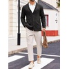Runcati Mens Shawl Collar Cardigan Sweaters Cable Knit Button Down Sweater(Black)