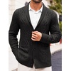 Runcati Mens Shawl Collar Cardigan Sweaters Cable Knit Button Down Sweater(Black)