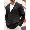 Runcati Mens Shawl Collar Cardigan Sweaters Cable Knit Button Down Sweater(Black)
