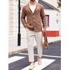 Runcati Mens Shawl Collar Cardigan Sweaters Cable Knit Button Down Sweater(Brown)