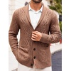 Runcati Mens Shawl Collar Cardigan Sweaters Cable Knit Button Down Sweater(Brown)