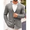 Runcati Mens Shawl Collar Cardigan Sweaters Cable Knit Button Down Sweater(Gray)