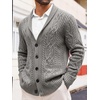 Runcati Mens Shawl Collar Cardigan Sweaters Cable Knit Button Down Sweater(Gray)