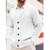 Runcati Mens Shawl Collar Cardigan Sweaters Cable Knit Button Down Sweater(White)