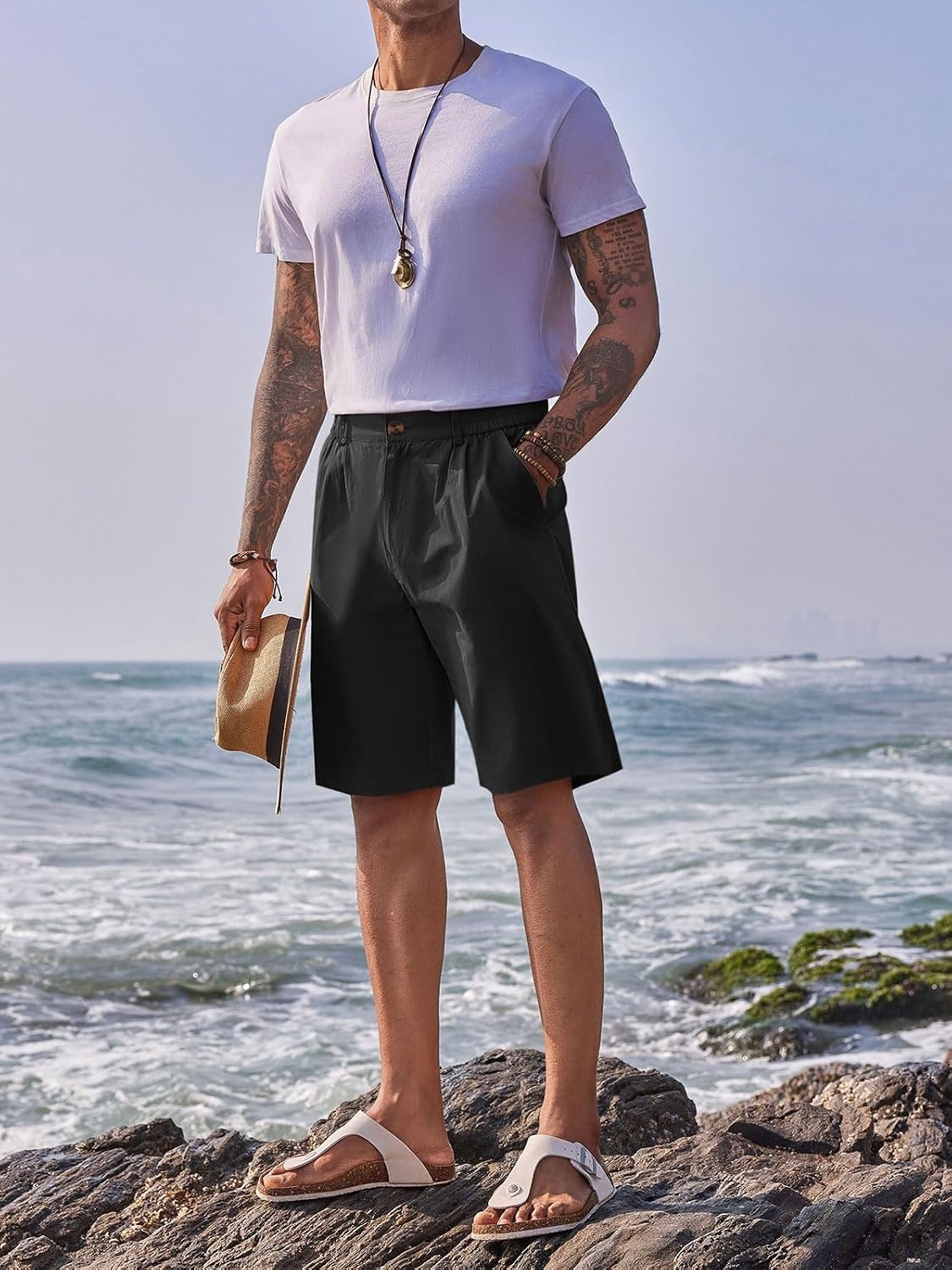 image:imageRuncati Mens Golf Shorts Flat Front Chino Dress Work Short PantsBlack