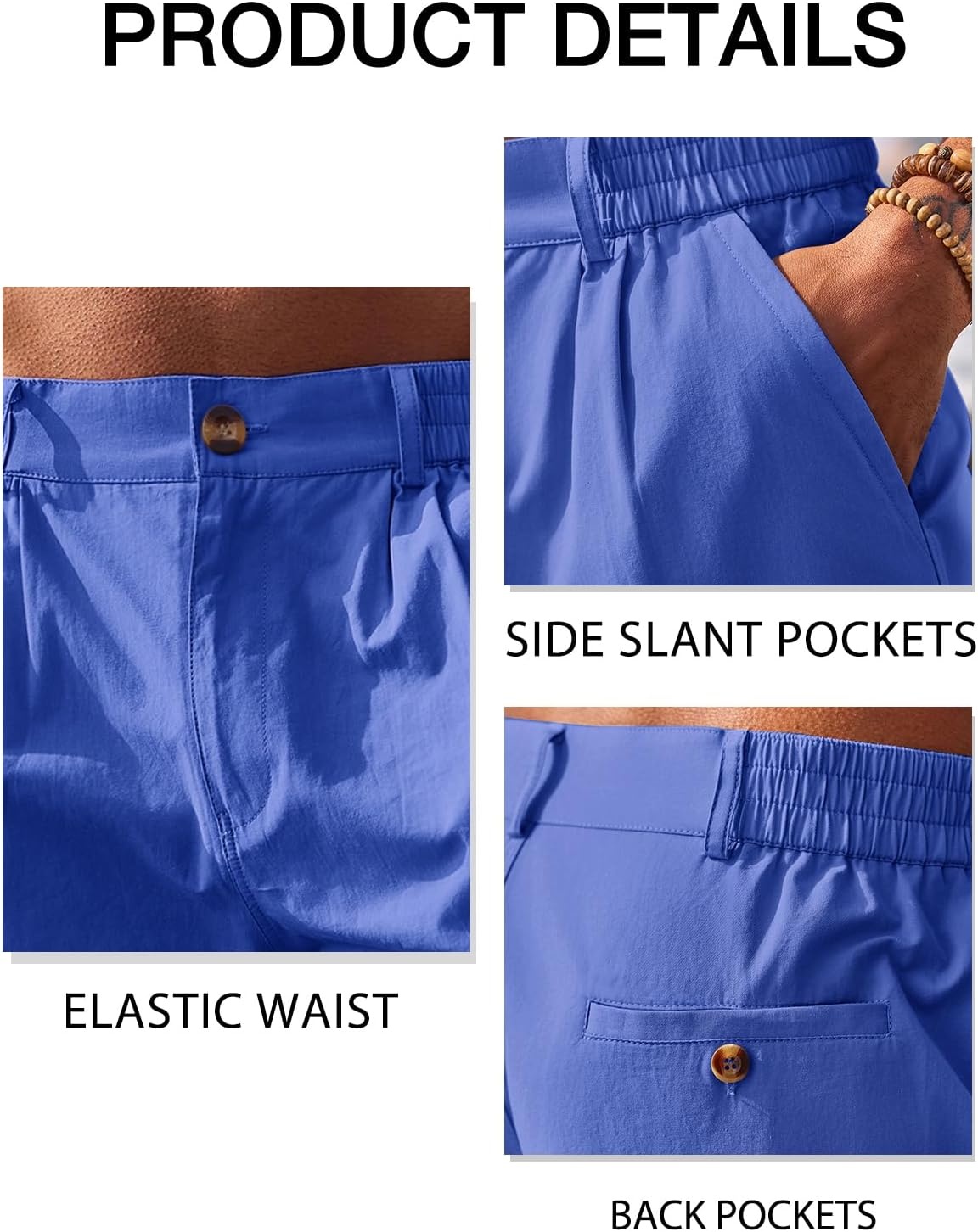 image:imageRuncati Mens Golf Shorts Flat Front Chino Dress Work Short PantsBlue
