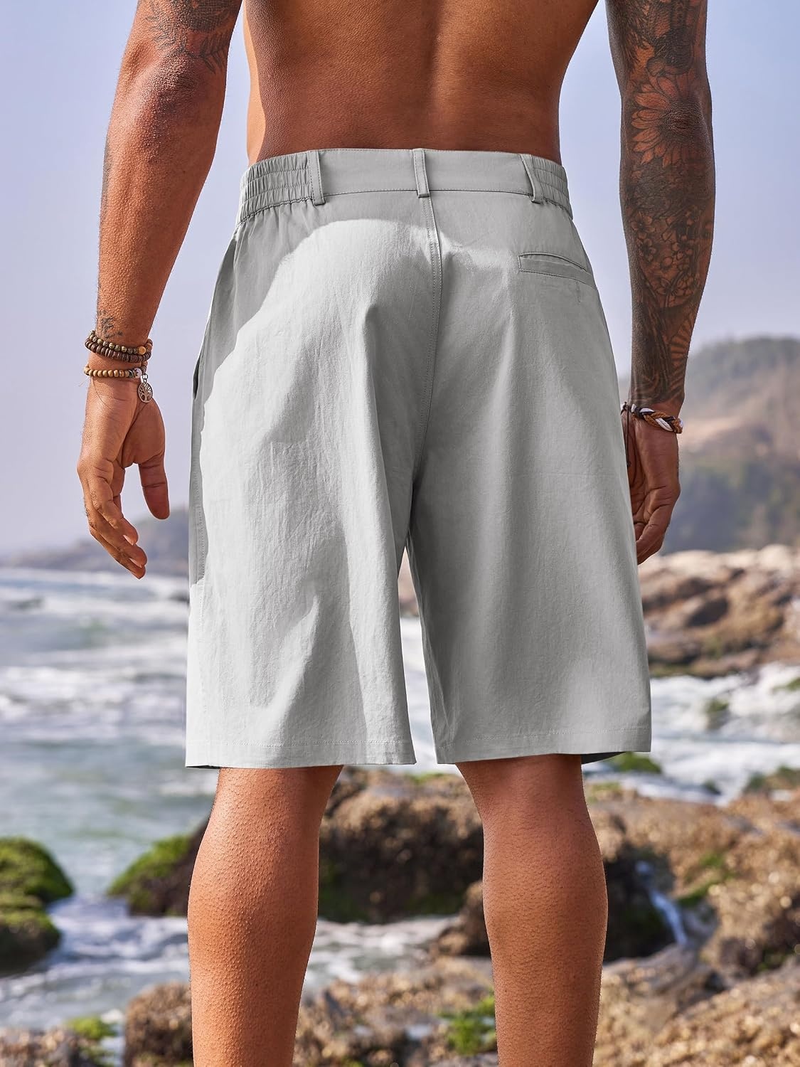 image:imageRuncati Mens Golf Shorts Flat Front Chino Dress Work Short PantsGrey