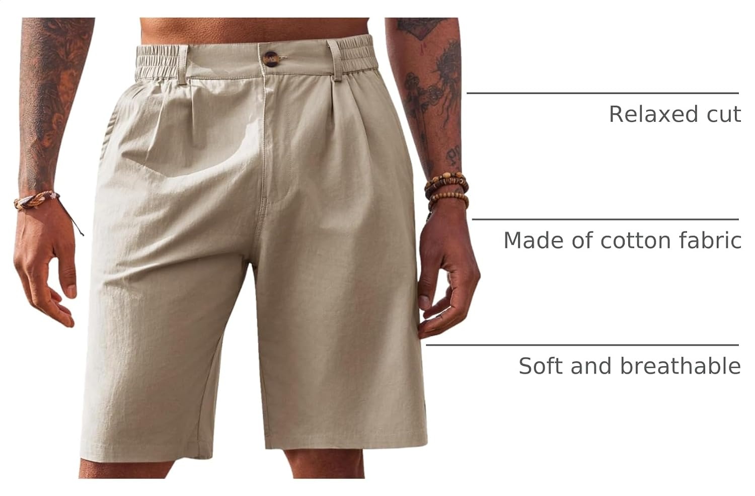 image:imageRuncati Mens Golf Shorts Flat Front Chino Dress Work Short PantsKhaki