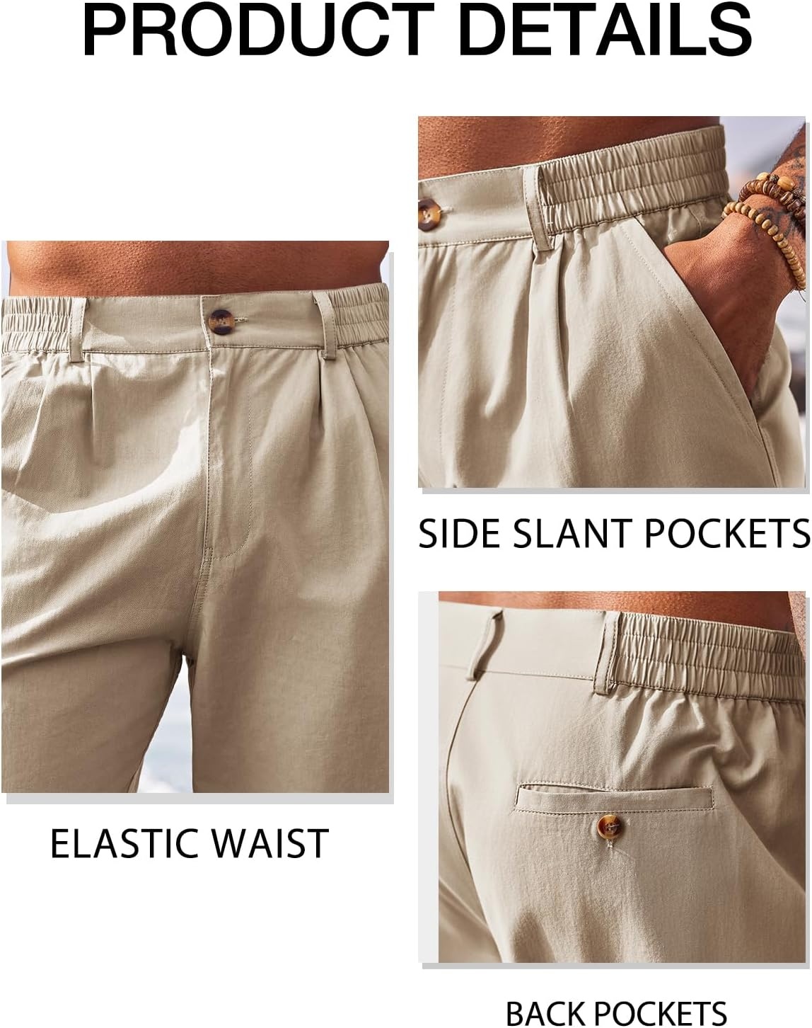 image:imageRuncati Mens Golf Shorts Flat Front Chino Dress Work Short PantsKhaki