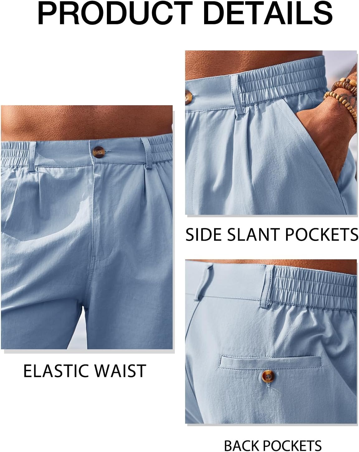 image:imageRuncati Mens Golf Shorts Flat Front Chino Dress Work Short PantsLight Blue