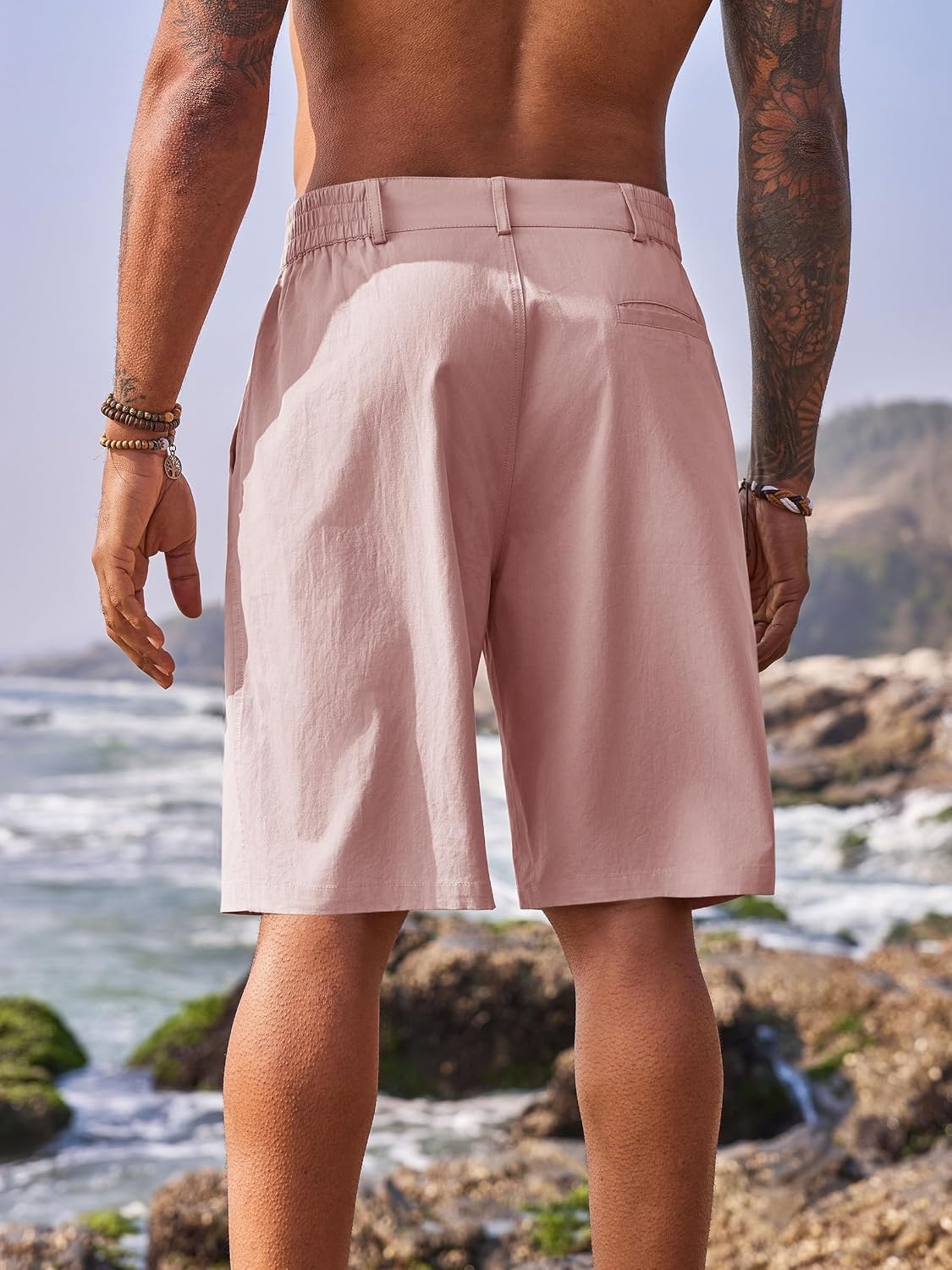 image:imageRuncati Mens Golf Shorts Flat Front Chino Dress Work Short PantsPink