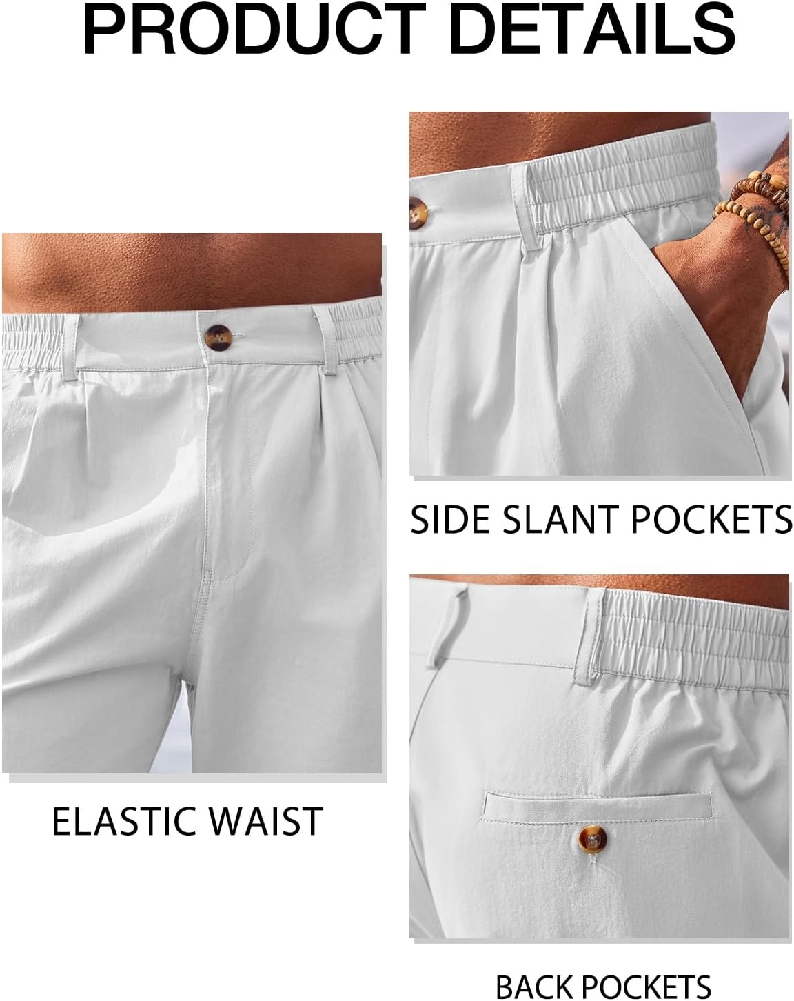 image:imageRuncati Mens Golf Shorts Flat Front Chino Dress Work Short PantsWhite
