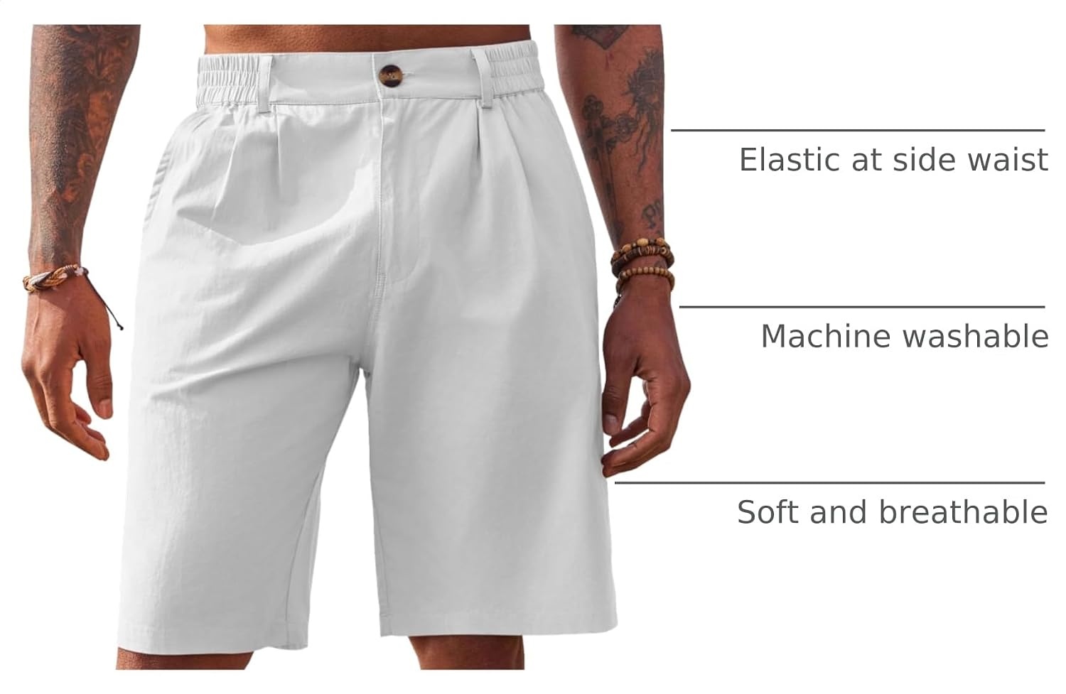 image:imageRuncati Mens Golf Shorts Flat Front Chino Dress Work Short PantsWhite