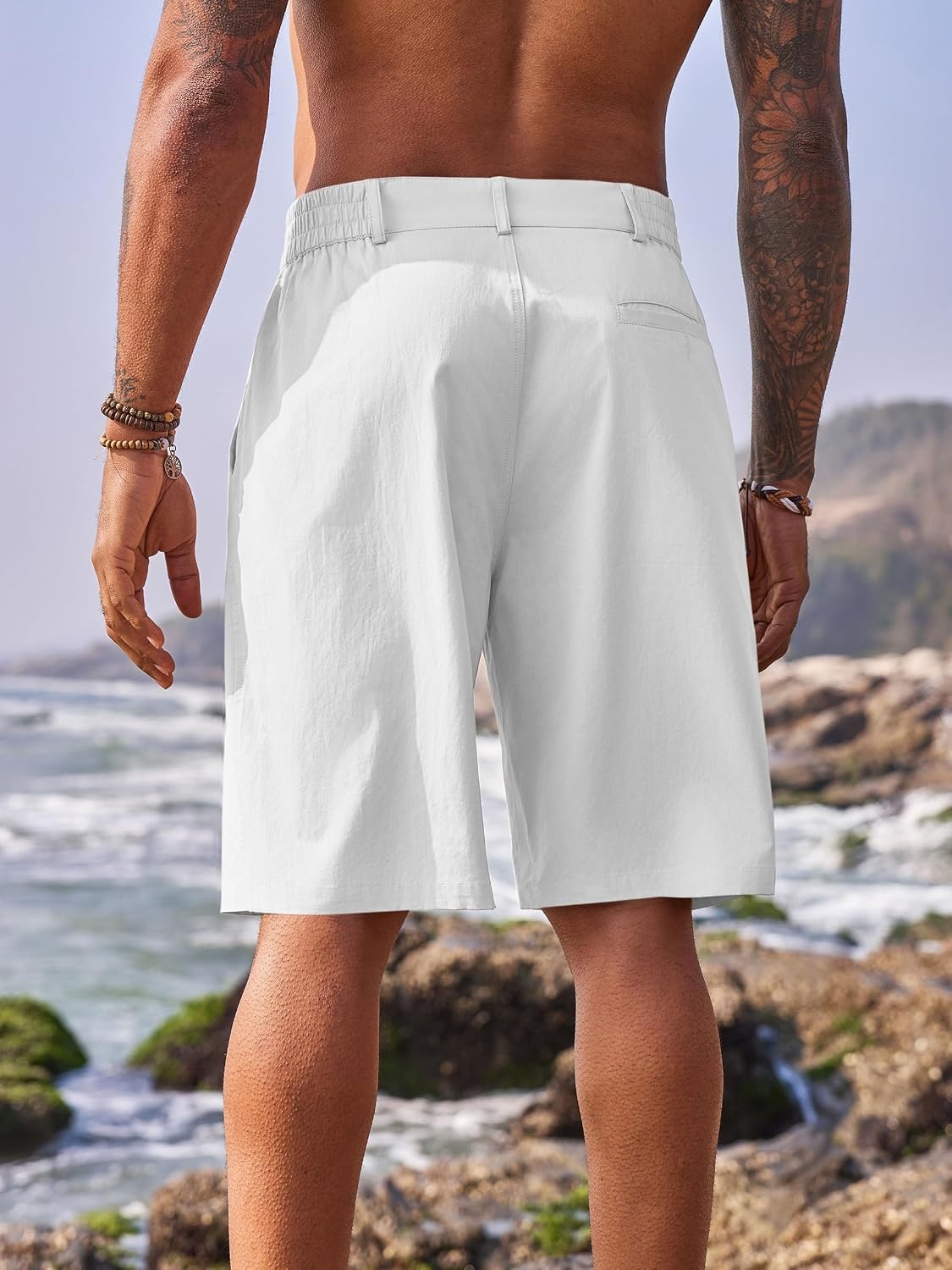 image:imageRuncati Mens Golf Shorts Flat Front Chino Dress Work Short PantsWhite