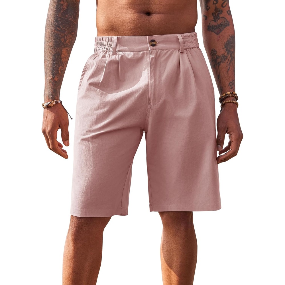 image:imageRuncati Mens Golf Shorts Flat Front Chino Dress Work Short PantsPink