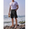 Runcati Mens Golf Shorts Flat Front Chino Dress Work Short Pants(Black)