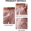 Runcati Mens Golf Shorts Flat Front Chino Dress Work Short Pants(Pink)