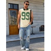 Runcati Mens Jersey Shirs Number Graphic Sleeveless Mesh Oversized Tank Top(Apricot)