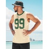 Runcati Mens Jersey Shirs Number Graphic Sleeveless Mesh Oversized Tank Top(Apricot)