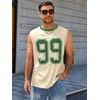 Runcati Mens Jersey Shirs Number Graphic Sleeveless Mesh Oversized Tank Top(Apricot)