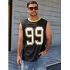 Runcati Mens Jersey Shirs Number Graphic Sleeveless Mesh Oversized Tank Top(Black)