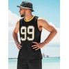 Runcati Mens Jersey Shirs Number Graphic Sleeveless Mesh Oversized Tank Top(Black)