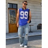 Runcati Mens Jersey Shirs Number Graphic Sleeveless Mesh Oversized Tank Top(Blue)