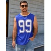Runcati Mens Jersey Shirs Number Graphic Sleeveless Mesh Oversized Tank Top(Blue)