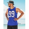 Runcati Mens Jersey Shirs Number Graphic Sleeveless Mesh Oversized Tank Top(Blue)