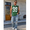 Runcati Mens Jersey Shirs Number Graphic Sleeveless Mesh Oversized Tank Top(Green)