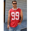 Runcati Mens Jersey Shirs Number Graphic Sleeveless Mesh Oversized Tank Top(Red)