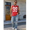 Runcati Mens Jersey Shirs Number Graphic Sleeveless Mesh Oversized Tank Top(Red)