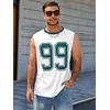 Runcati Mens Jersey Shirs Number Graphic Sleeveless Mesh Oversized Tank Top(White)