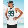 Runcati Mens Jersey Shirs Number Graphic Sleeveless Mesh Oversized Tank Top(White)