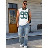 Runcati Mens Jersey Shirs Number Graphic Sleeveless Mesh Oversized Tank Top(White)