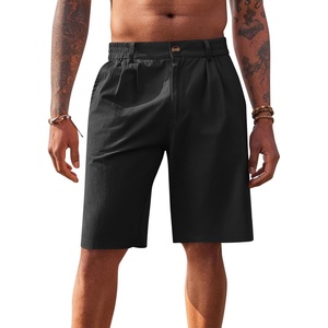Runcati Mens Golf Shorts Flat Front Chino Dress Work Short Pants(Black)