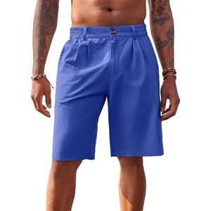 Runcati Mens Golf Shorts Flat Front Chino Dress Work Short Pants(Blue)