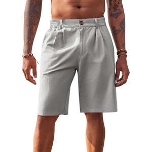 Runcati Mens Golf Shorts Flat Front Chino Dress Work Short Pants(Grey)