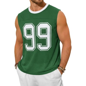 Runcati Mens Jersey Shirs Number Graphic Sleeveless Mesh Oversized Tank Top(Green)